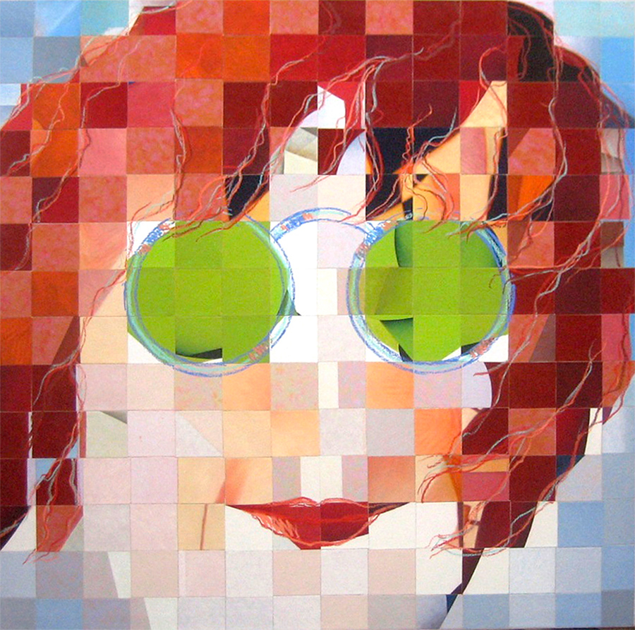 GIRL WITH GREEN GLASSES 54”X54” canvas painting